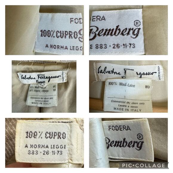 VINTAGE SALVATORE FERRAGAMO Wool & Alpace blend three piece suit in tan size s-m - Picture 14 of 15